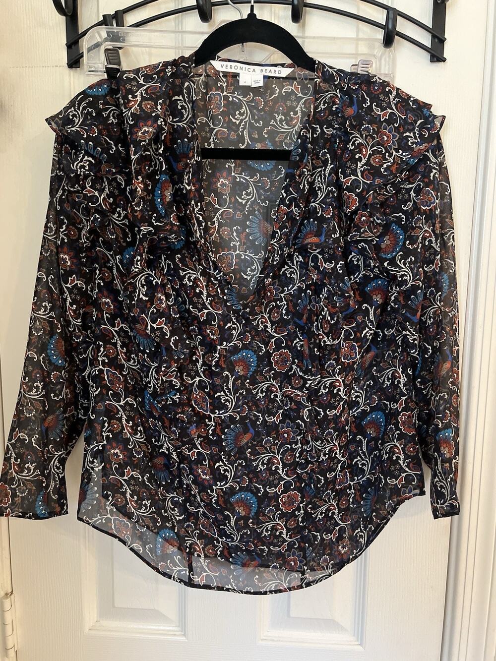 Veronica Beard Paisley Print Silk Blouse 4
